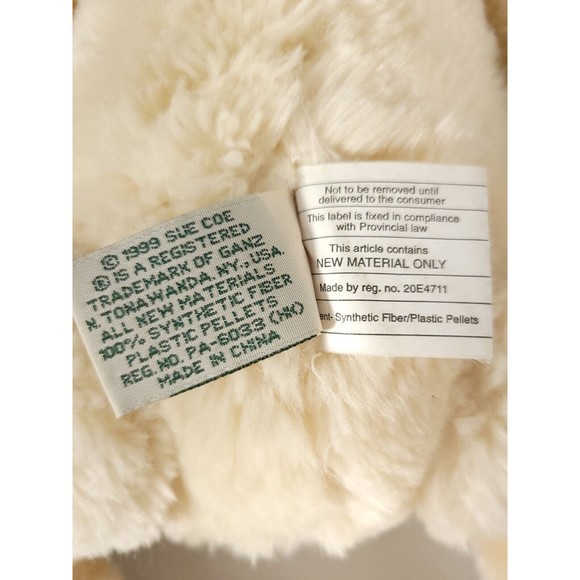 Cottage Collectibles Sue Coe Bear White Plush 18" Vintage 1999 Curved Paws GANZ - Picture 11 of 12